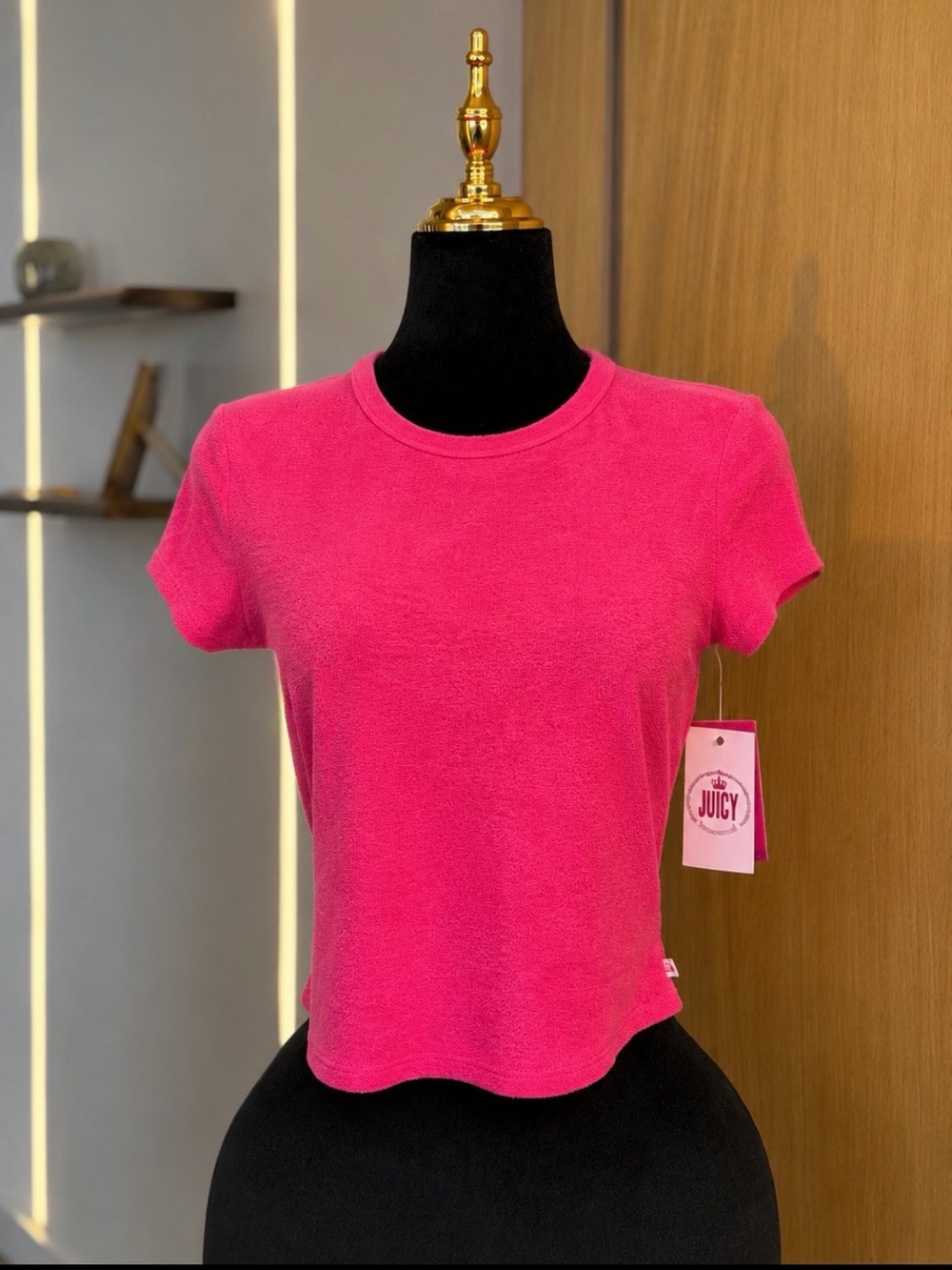 Juicy Couture Y2K Hot Pink Terry Cloth Baby Tee | McBling Muse